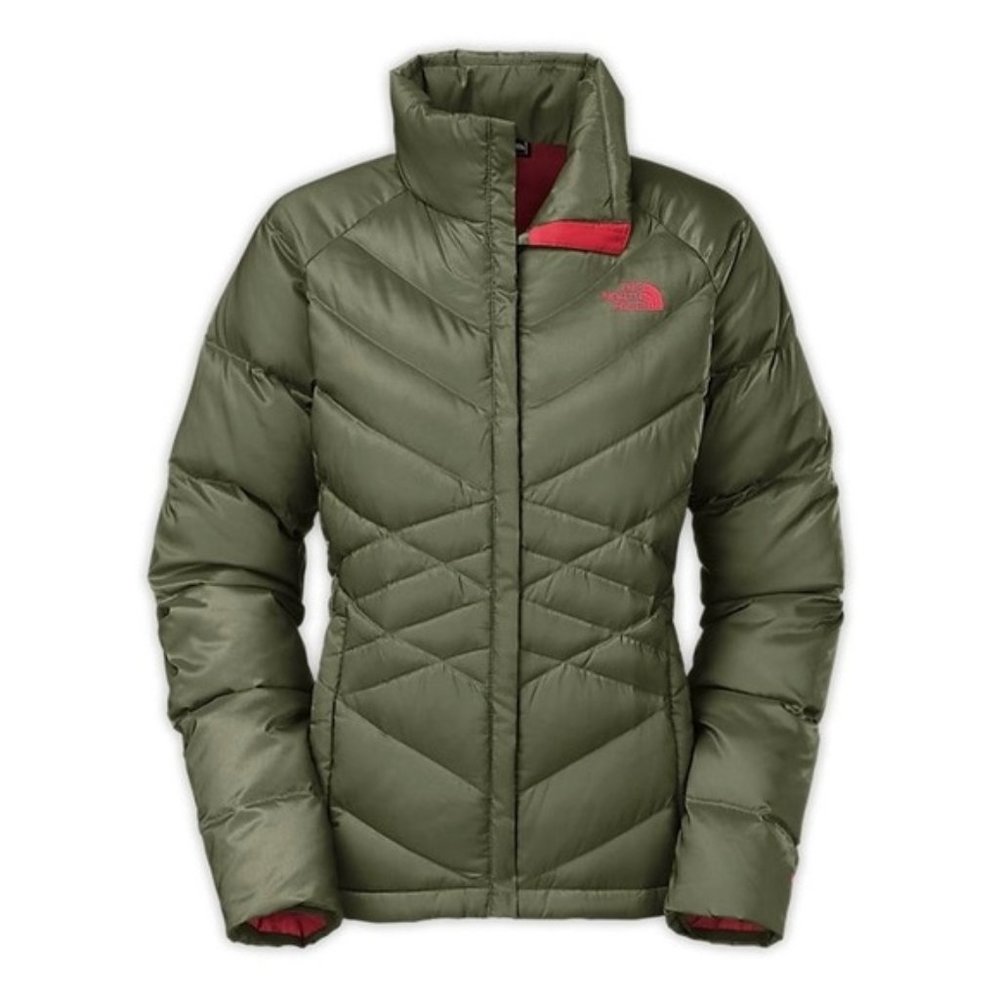 Olive Green/Coral The Northface Puffer Jacket